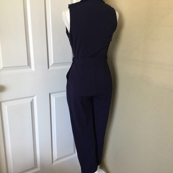 Navy collared Jumpsuit - Picture 8 of 8